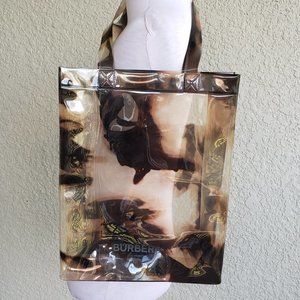 GUC Burberry Clear Tortoise Shell  PVC Handbag Tote Vintage Medium Sized